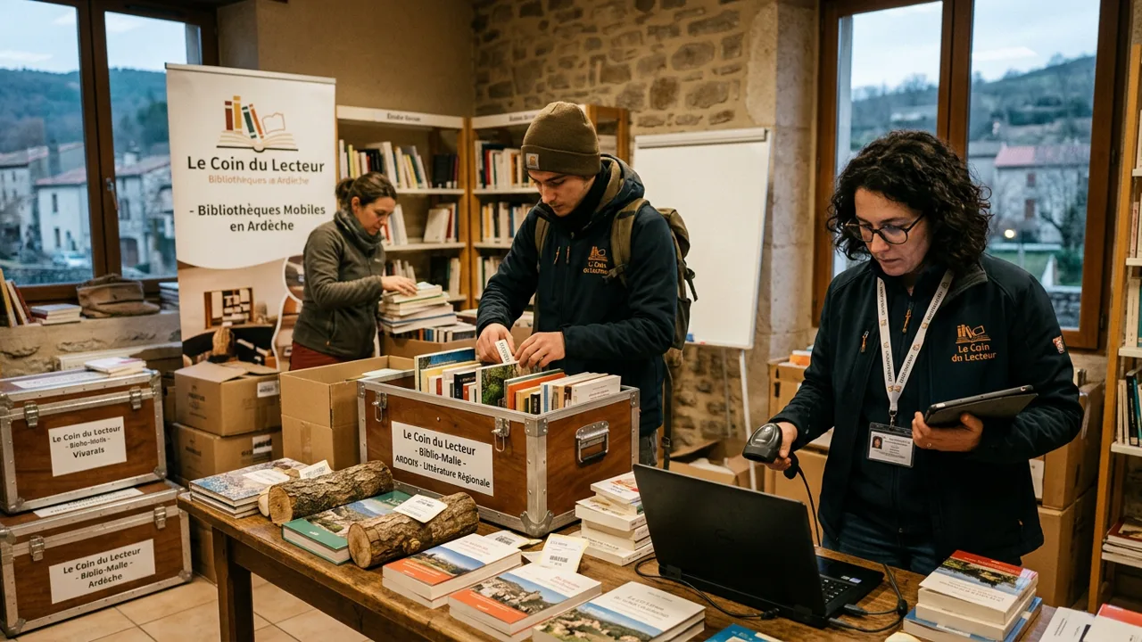 Équipe de terrain du Coin du Lecteur en opération d'inventaire et de médiation documentaire